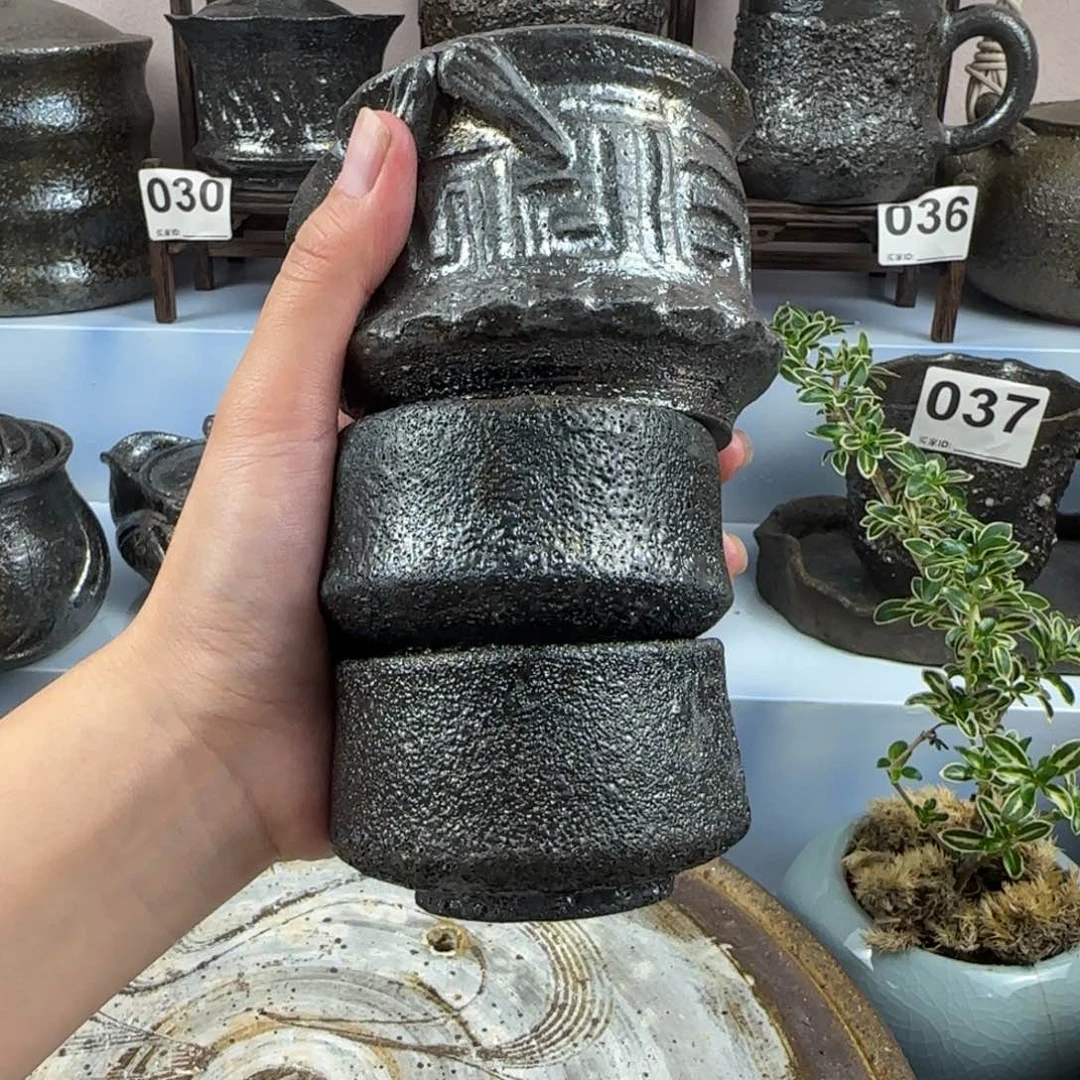 糊****荥经黑砂黑砂窑变主人杯加宝瓶不退换