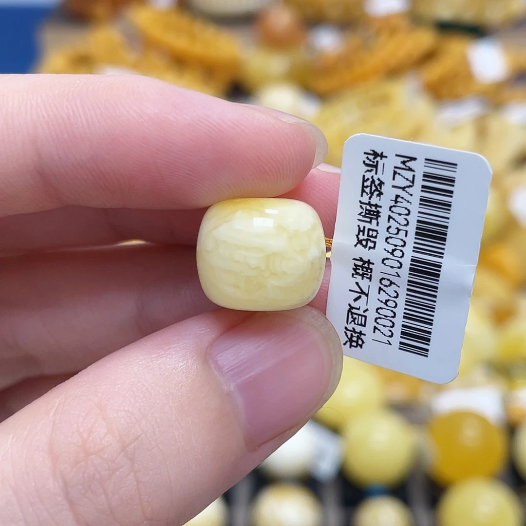 蜜蜡未镶嵌珠宝奇石老型珠满蜡虎皮妖花沁色13.3m m