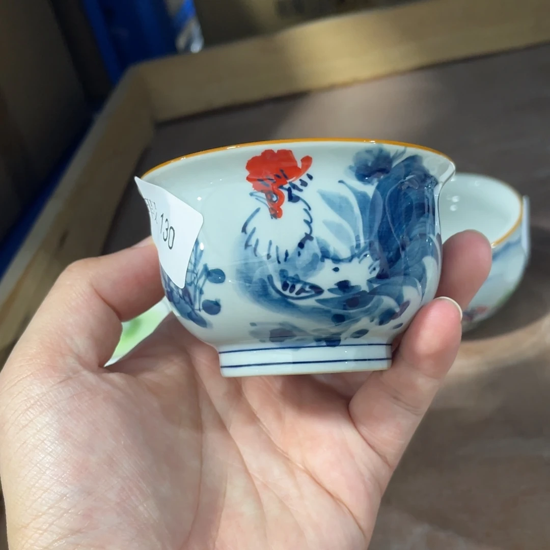 釉下手绘茶具微瑕