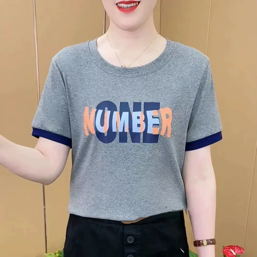 2025夏季新款短袖宽松显瘦印花设计感美女图遮肉衫半袖上衣