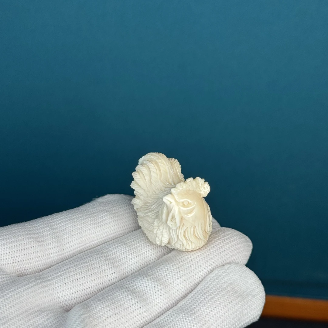 H93-50天然猛犸牙 雕刻鸡20x31.8mm支持鉴定 假一罚四