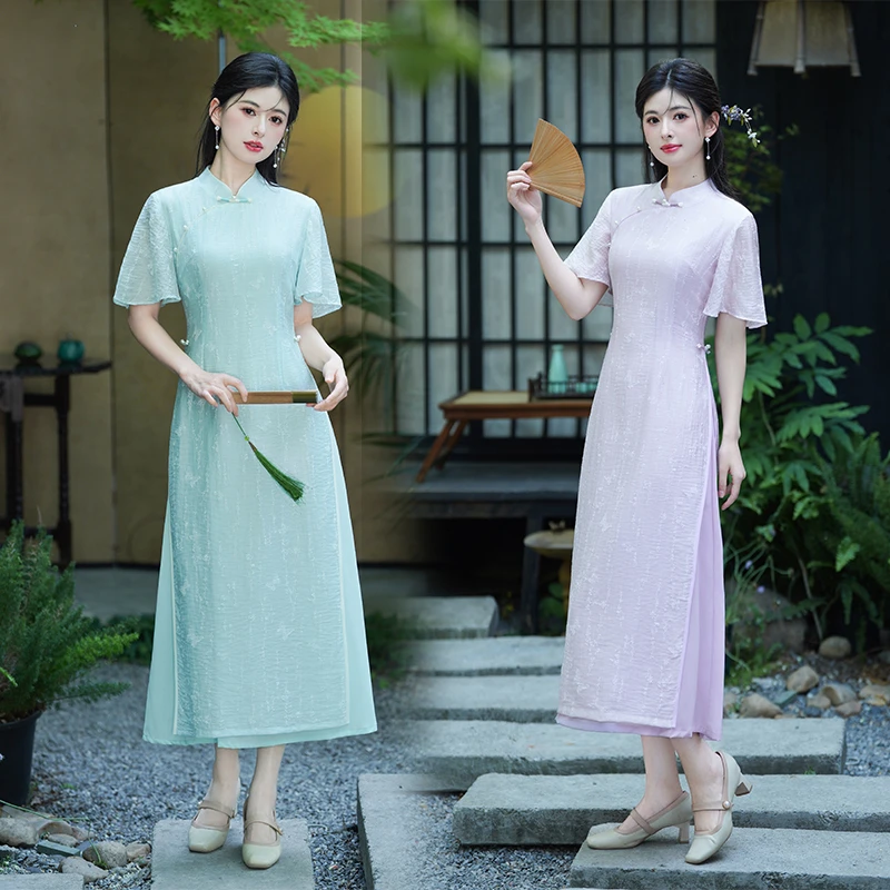 安澜/S-3XL  夏季2025新款旗袍改良奥黛气质优雅显瘦显白年轻日常