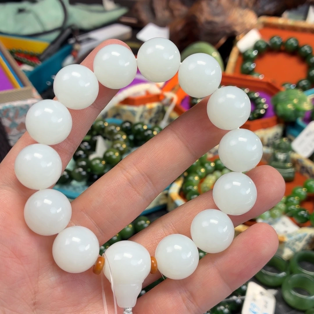 我***！和田玉（白玉）未镶嵌手串