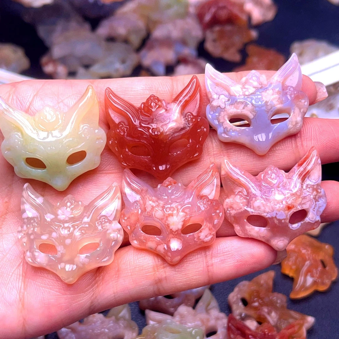 【玲利樱花玛瑙】天然樱花玛瑙雕刻件手串吊坠工厂店--多样性发货--