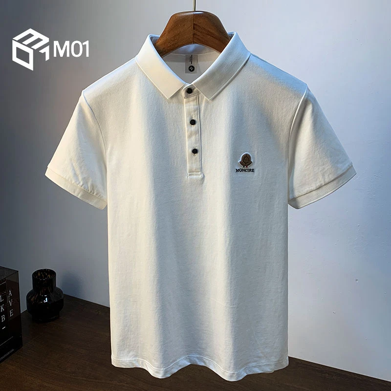 M01高端夏季简约POLO衫男2025新款半袖翻领T恤衫潮流舒适男装上衣