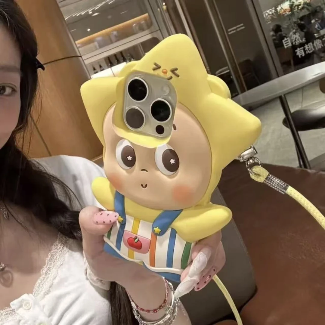 斜挎星星人适用iPhone17promax时尚趣味苹果16手机壳可爱15少女14
