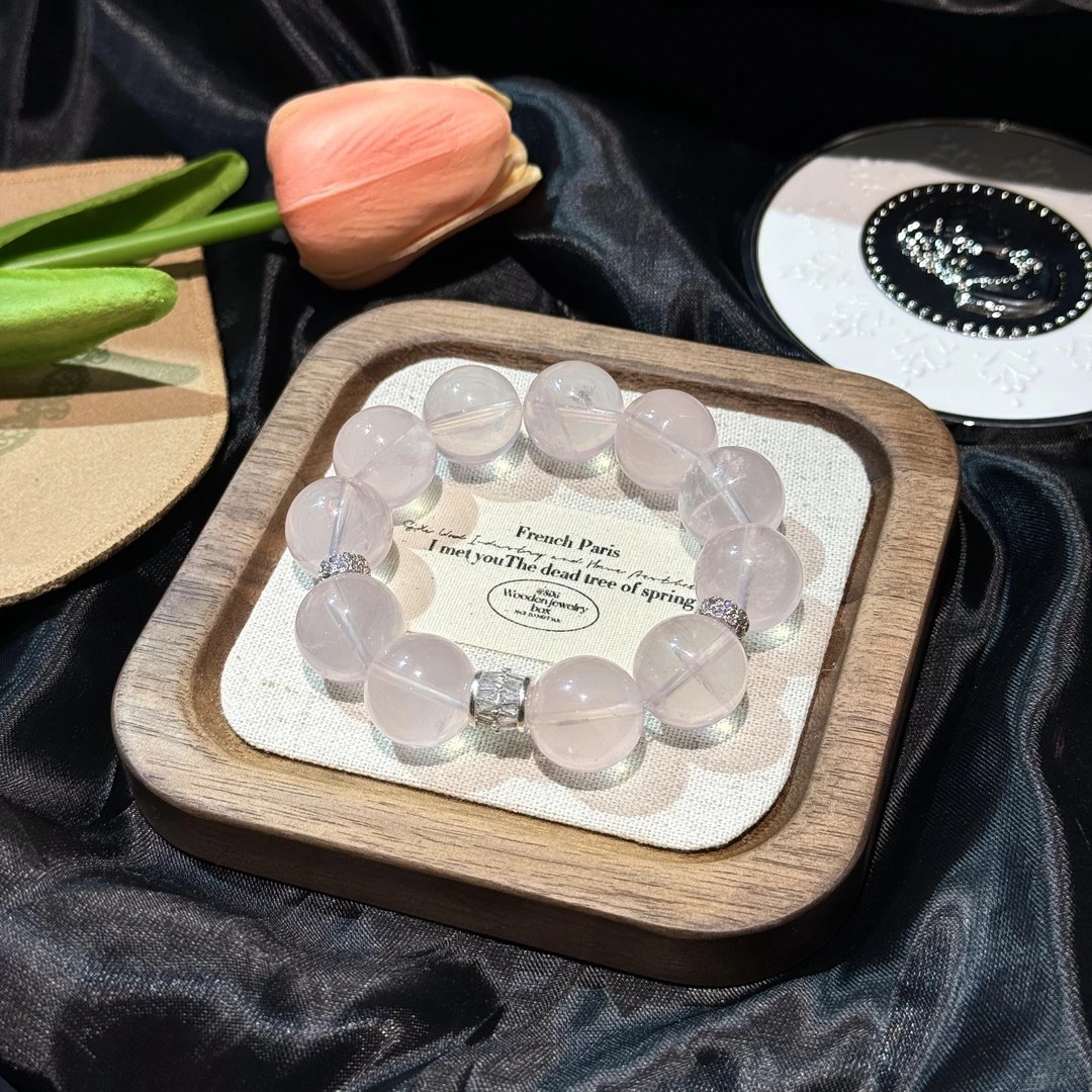 天然水晶莫桑比克星光粉手串粉水晶手链 多样性发一Z140