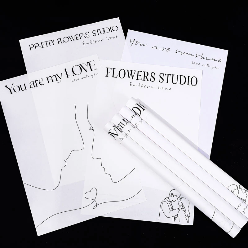 【花二妹】简约网红包装纸防水纸ins清新花束包装材料英文背景纸