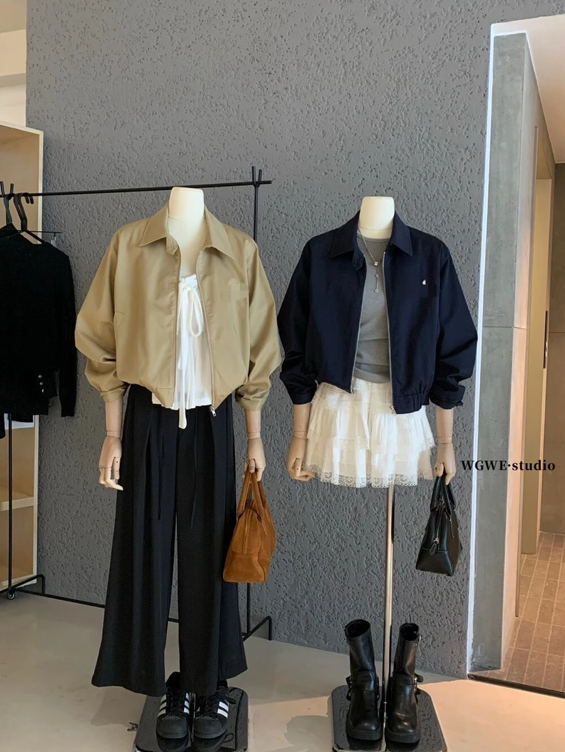 老钱风小马刺绣美式复古翻领外套