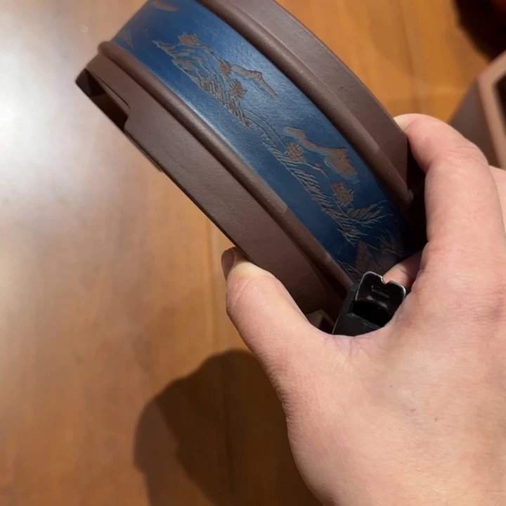 紫砂花盆海**瑟半手工制作