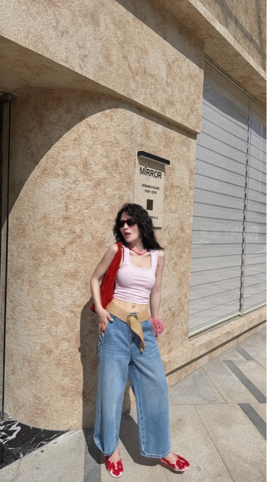 MIRROR 【涛姐精选】浅蓝色时尚直筒九分牛仔裤