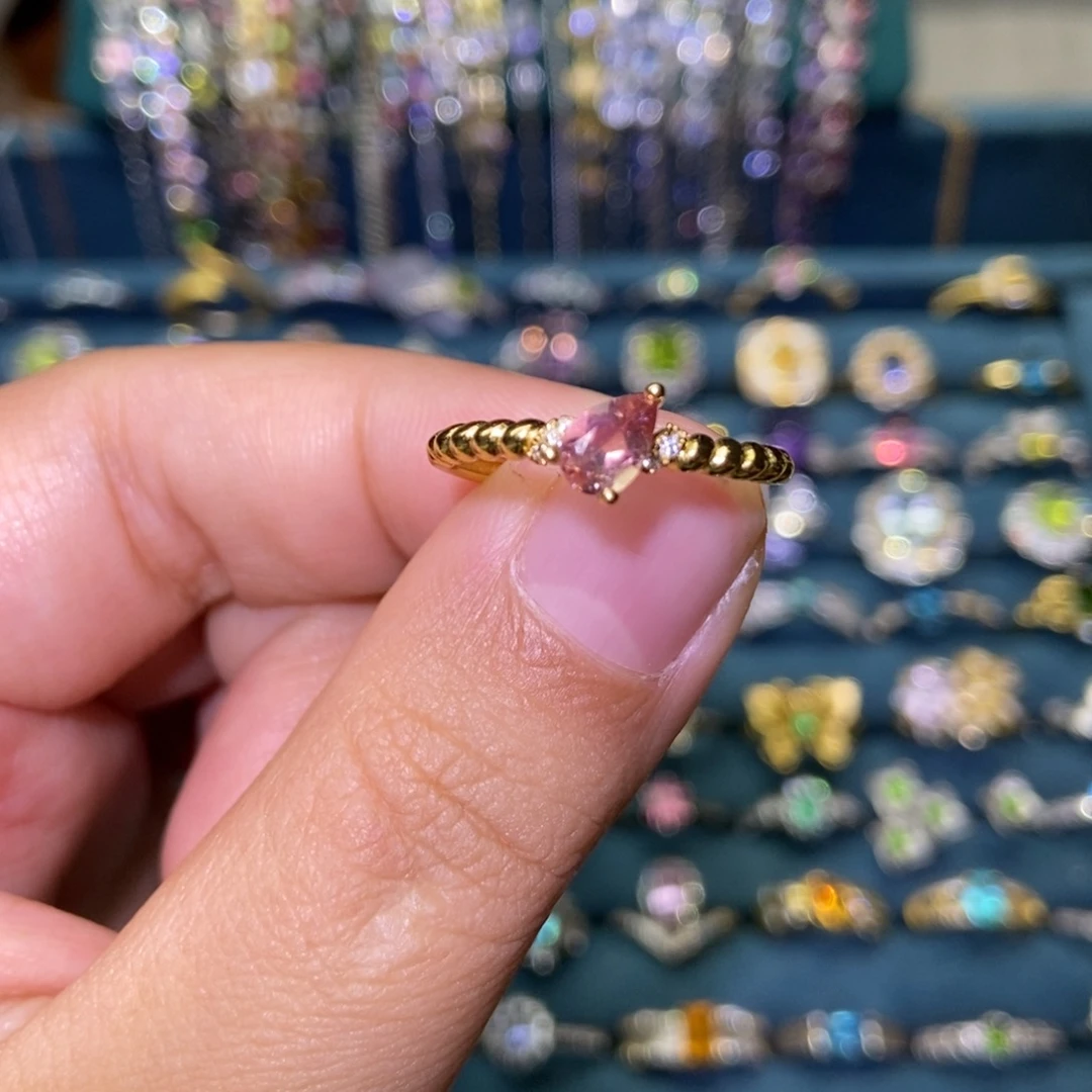 戒指银S925镶嵌碧玺