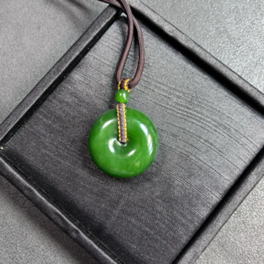 和田玉碧玉老坑菠菜绿平安扣