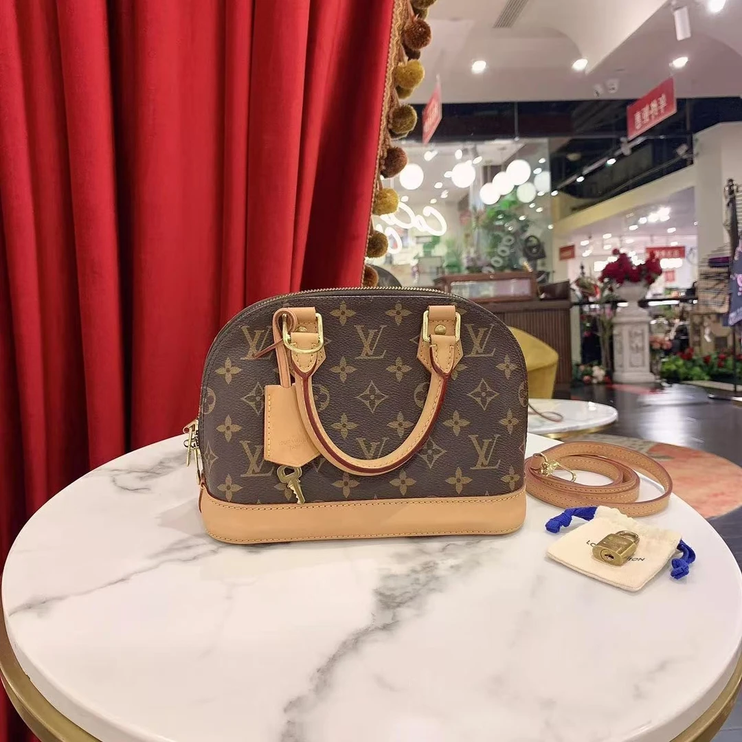 95新 LouisVuitton/路易威登 alma bb老花金扣单肩包/46302956