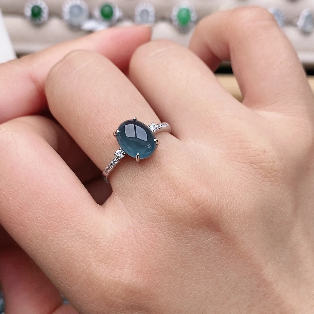 翡翠银S925镶嵌戒指