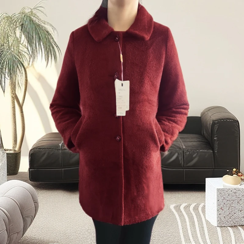 8370冬季新款中年妈妈装冬季洋气大衣翻领上衣（一楼）