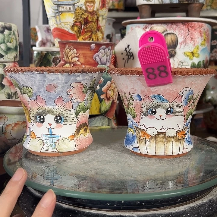 景德镇手绘花盆满38包邮