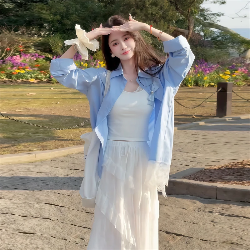 2025春季新款时尚设计感小众长袖衬衫女宽松显瘦百搭休闲上衣潮