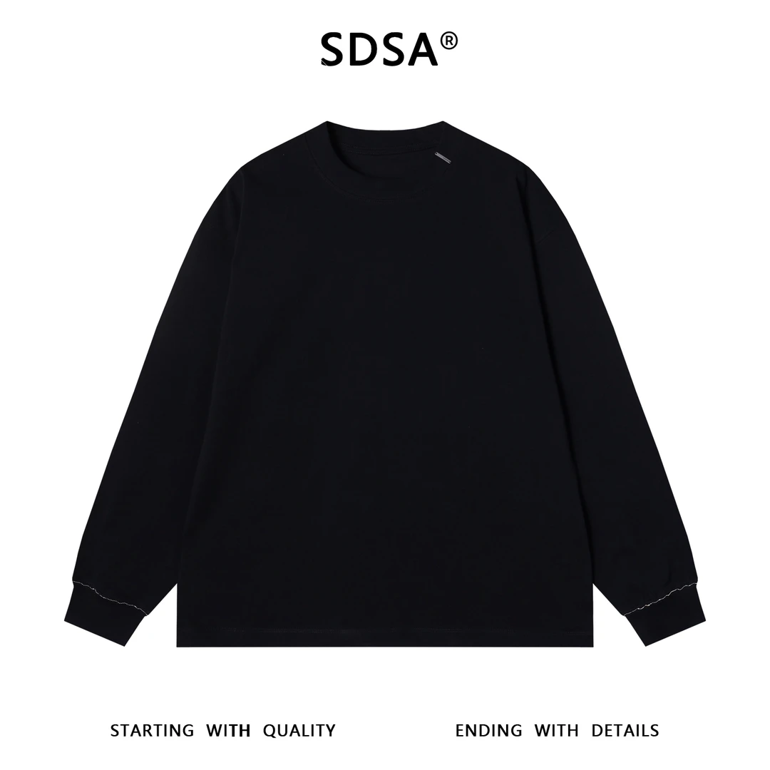 SDSA男士秋冬新款痞帅男装简约纯色金属装饰圆领卫衣百搭宽松上衣