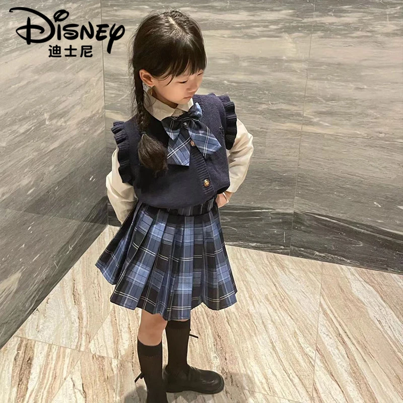 【TQ】Disney/迪士尼女童秋季新款学院风百褶卡通三件套XCE3BZ700