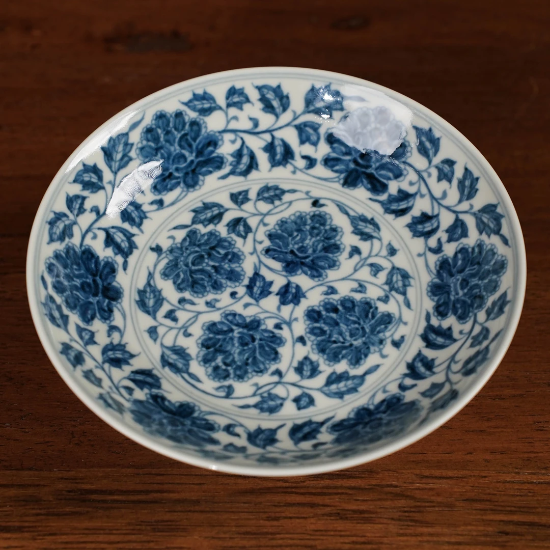 【景德镇瓷器】清玉堂手绘青花缠枝牡丹壶承jd747