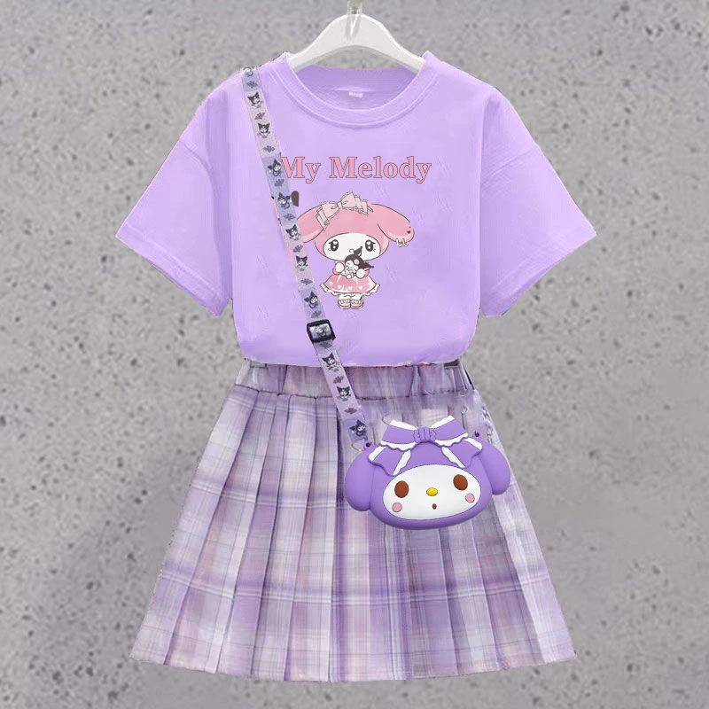 美乐蒂大童女童夏季2025新款儿童学院连衣裙女孩夏装短袖jk套装