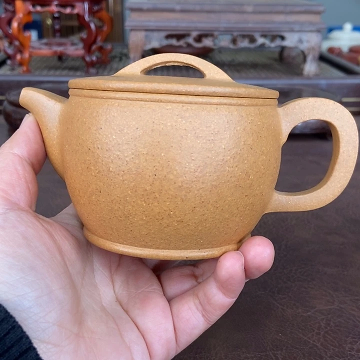 紫砂茶壶黄金段泥大口汉瓦壶