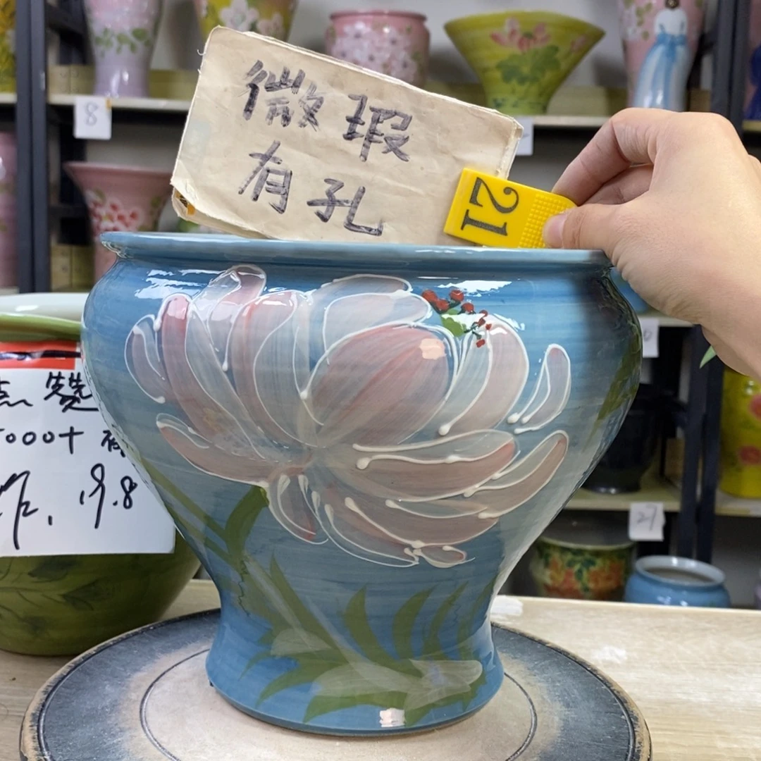 景德镇手工手绘陶瓷花盆