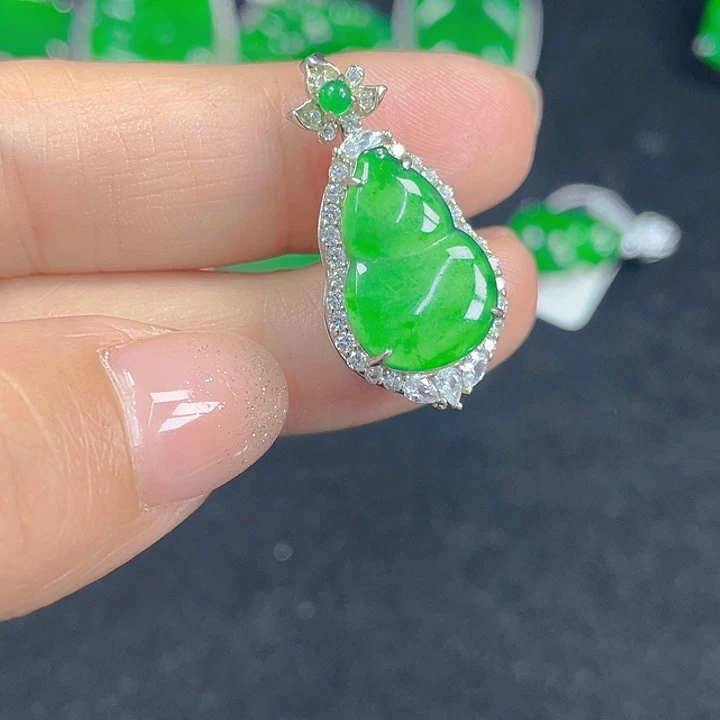 翡翠银S925镶嵌吊坠(不含链)