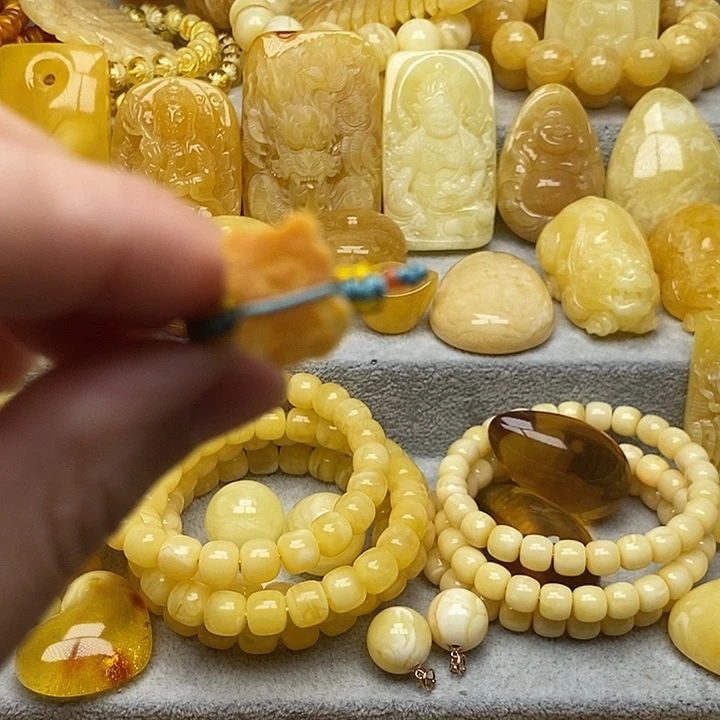 琥珀颈饰未镶嵌琥珀蜜蜡精品指环