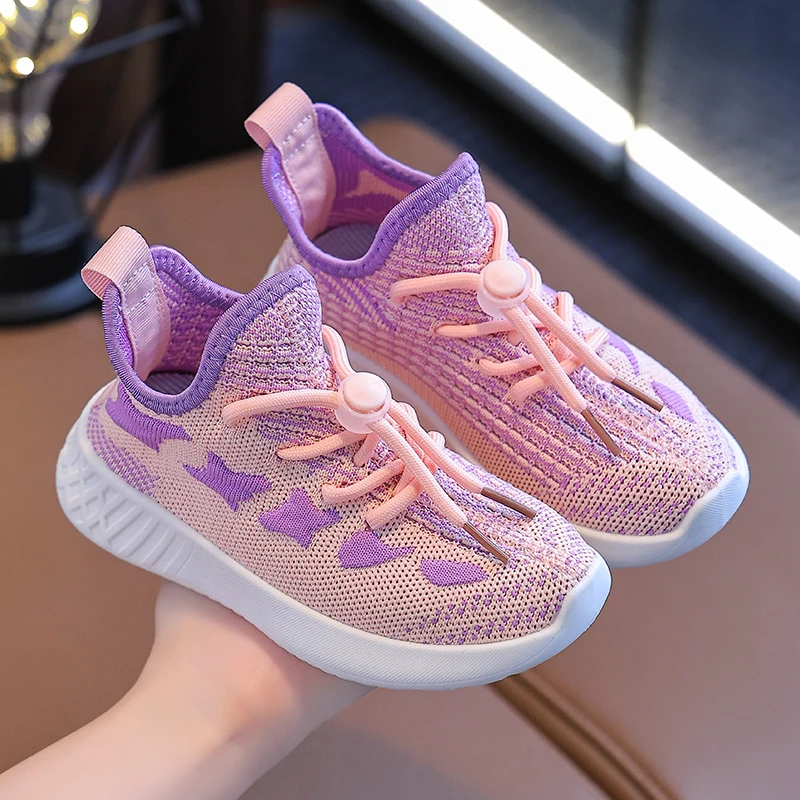 花花小黄鸭女童运动鞋2025年春季新款轻便男童鞋子透气儿童飞织鞋