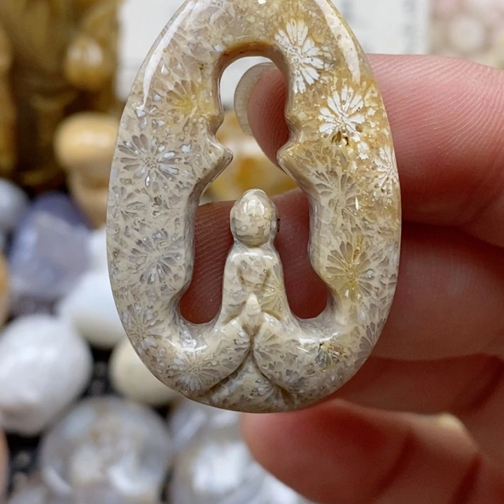 颈饰未镶嵌硅化珊瑚（珊瑚玉）有瑕 小