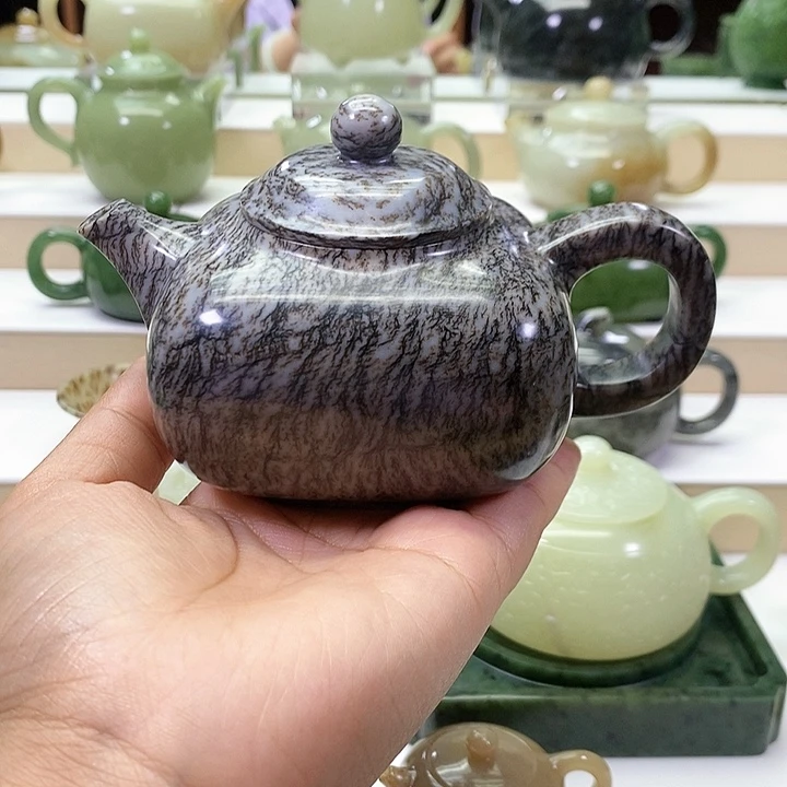 和田玉未镶嵌挂件茶壶