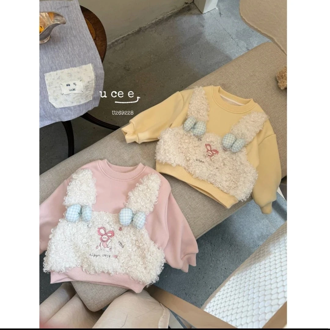 釉兮 秋冬加绒加厚女童可爱假两件卫衣