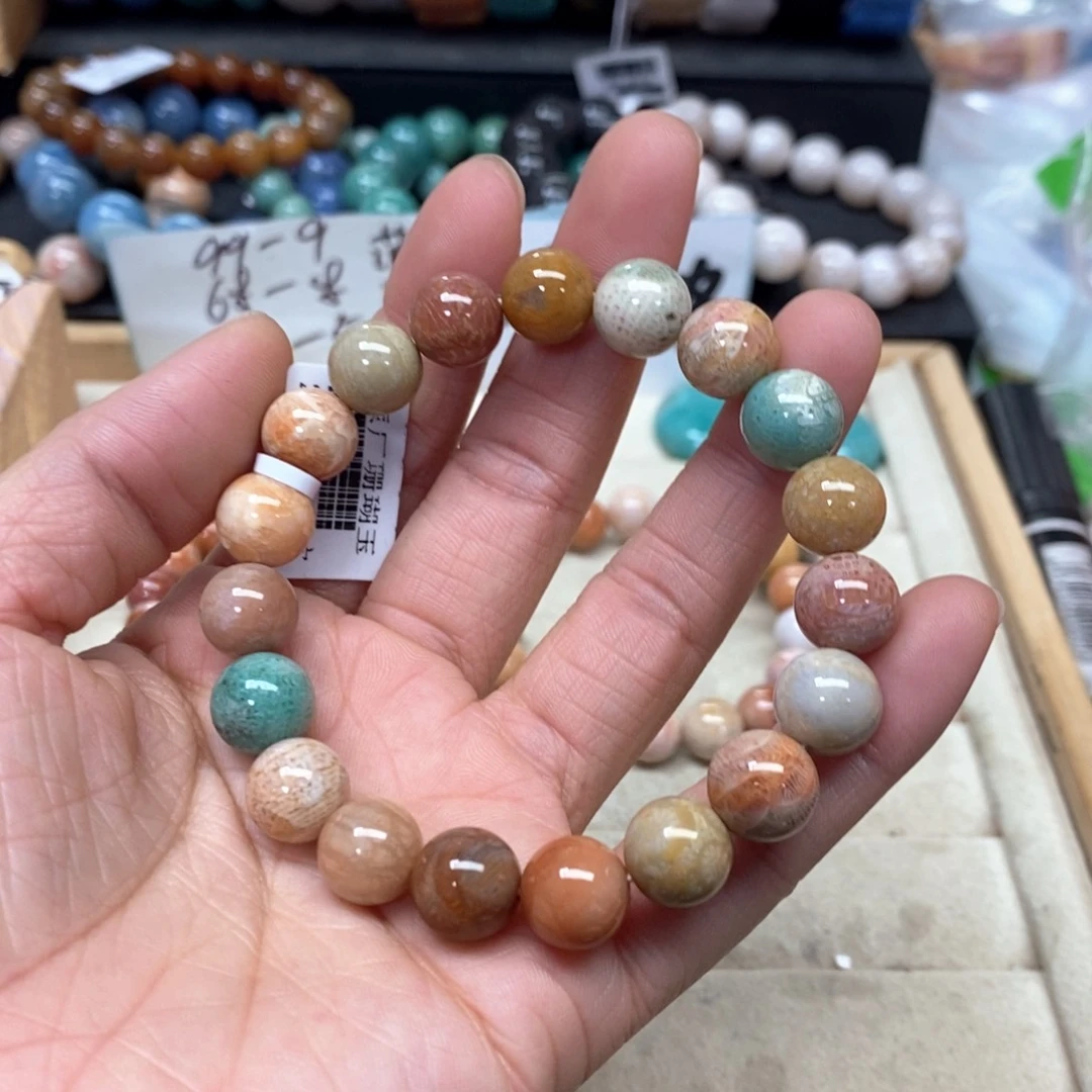 硅化珊瑚（珊瑚玉）手链未镶嵌虹**光492