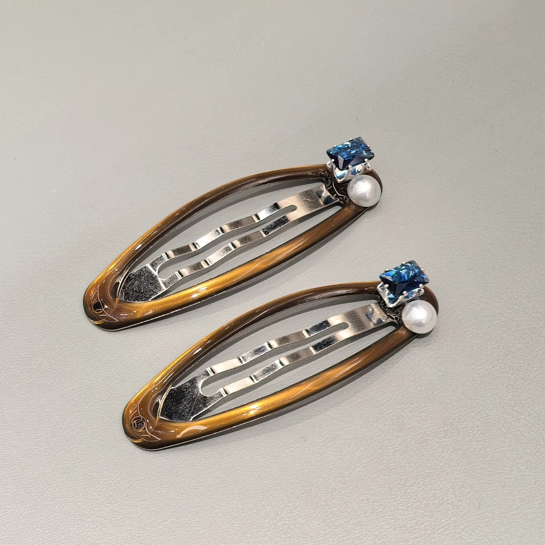 F488蓝色单颗闪闪咖色掰掰夹一对