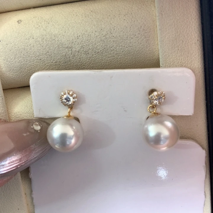 18K金镶嵌耳饰海水珍珠