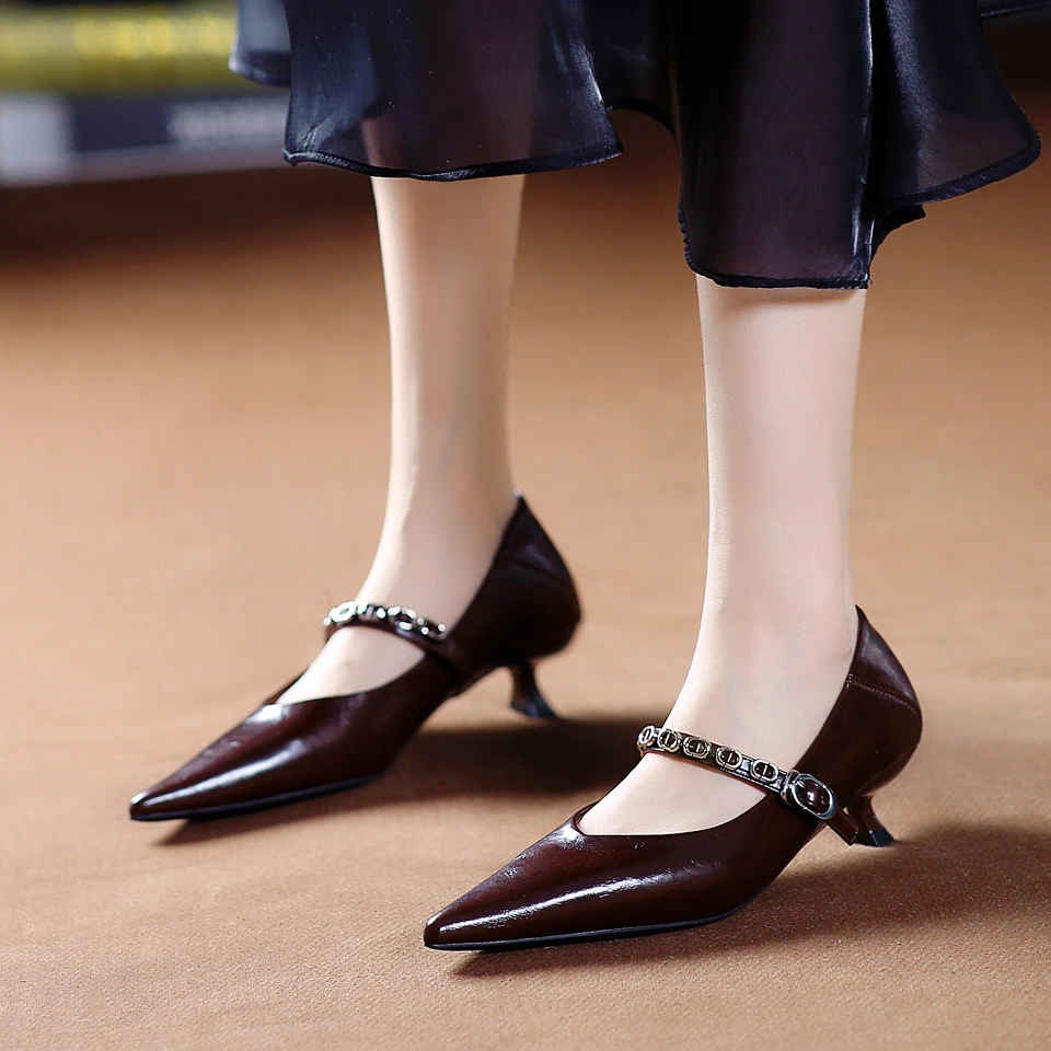 3CM[已经开价]气质尖头低跟鞋2025年两穿一字带细跟单鞋女2506-6