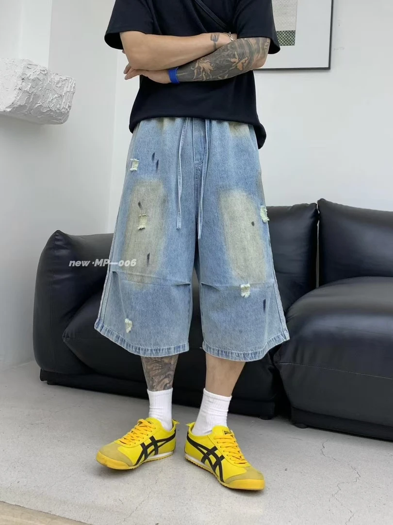 【驴哥专属】006破洞经典美式牛仔七分裤