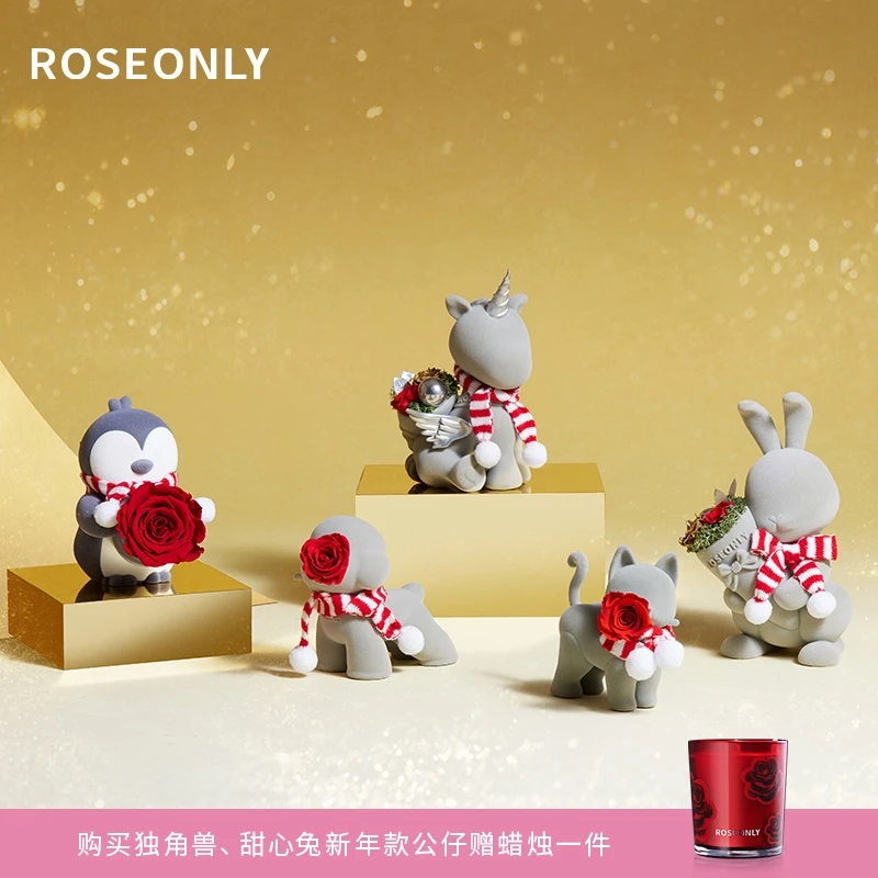 ROSEONLY诺誓永生花甜心兔玫瑰花礼盒女友爱人生日礼物