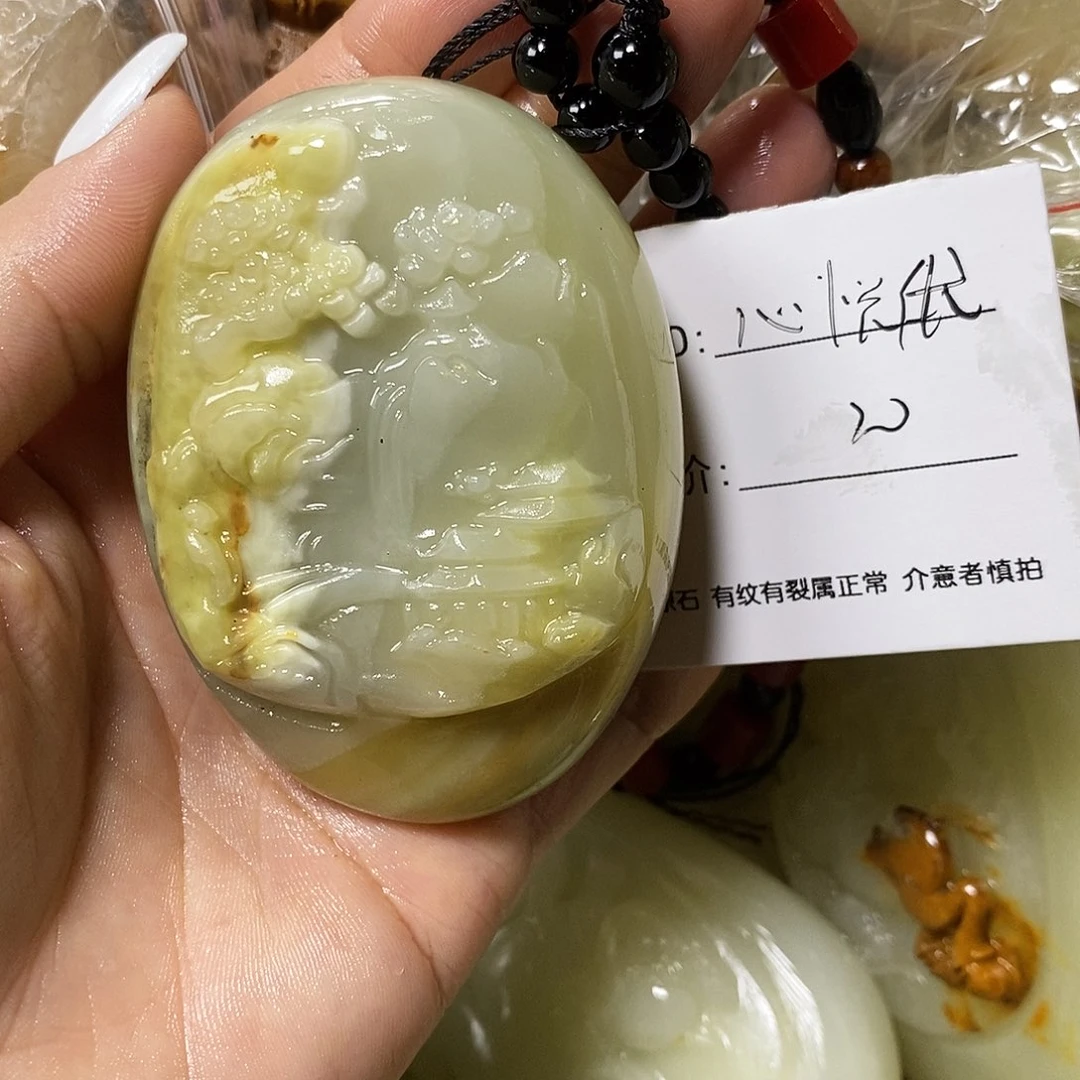石材心*优古青石手把件