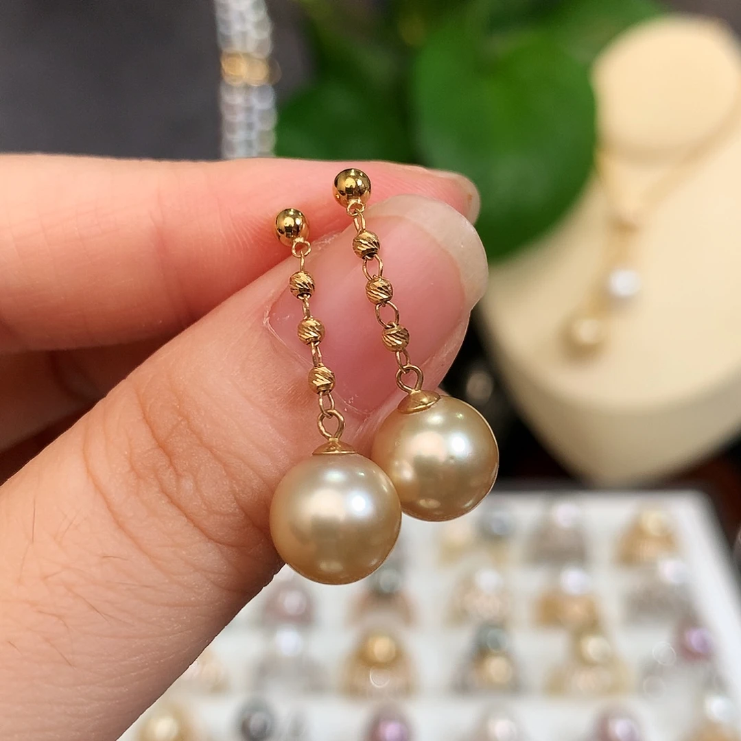 18K金镶嵌耳环海水珍珠