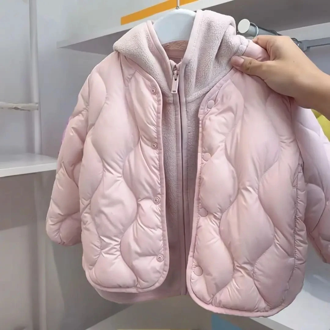 女童冬季夹棉外套摇粒绒内胆秋冬百搭外穿保暖防寒中大童女孩冬装