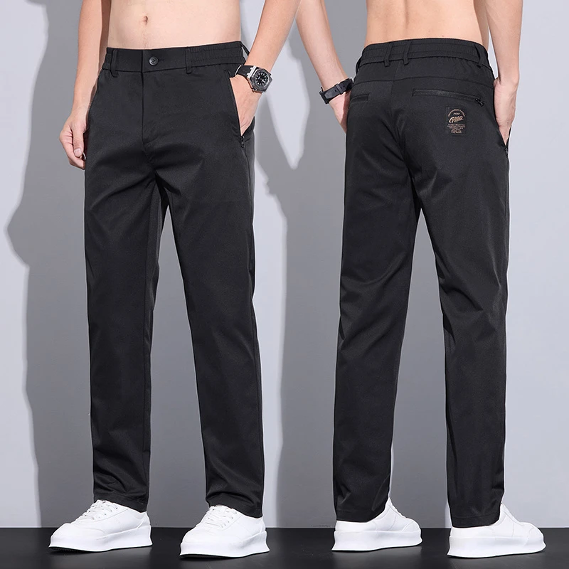 2025春季新款男士休闲裤商务薄款宽松直筒裤透气舒适拉链男款裤子