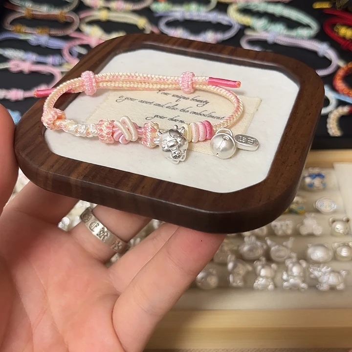 足银布艺小牛铃铛手绳