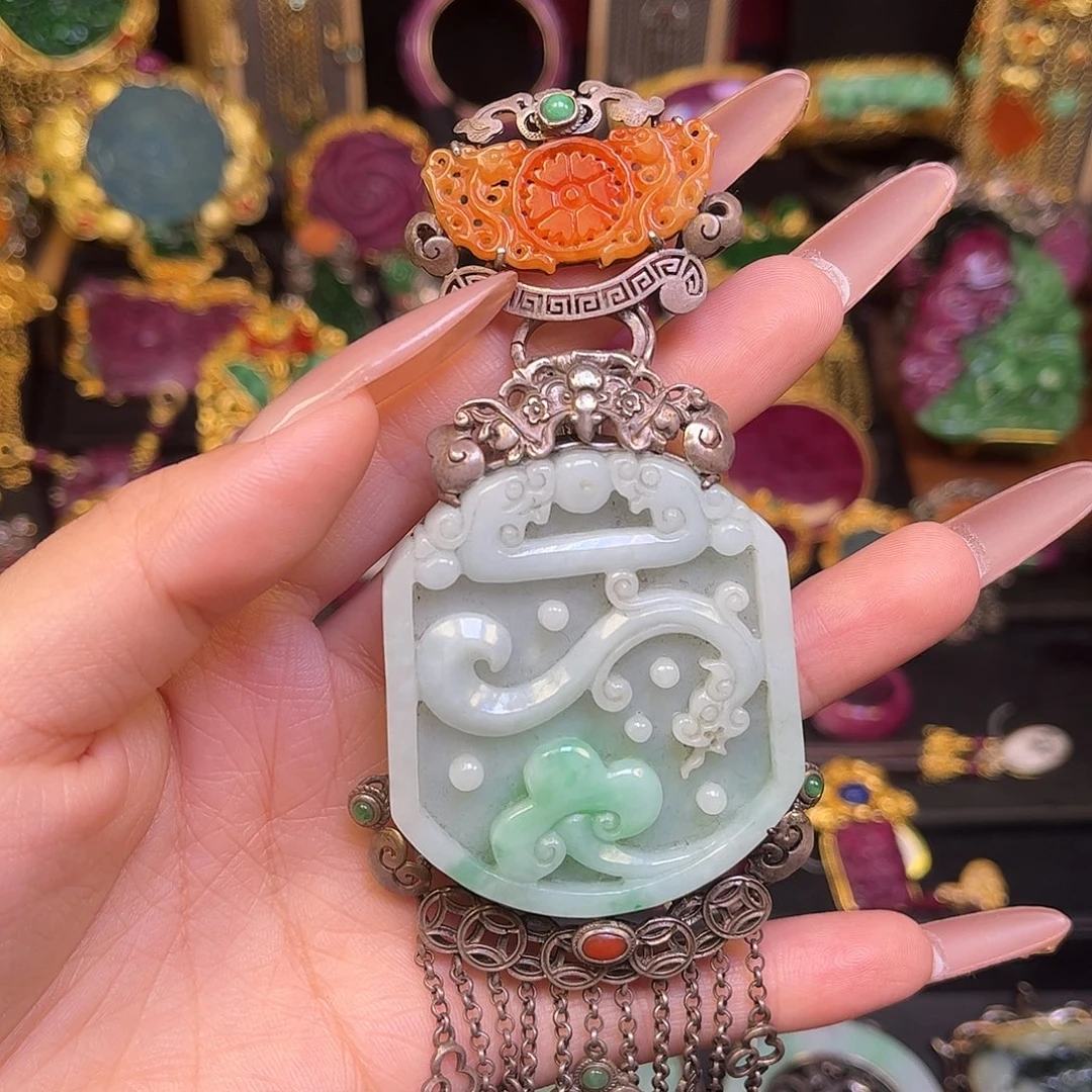 翡翠银S925镶嵌颈饰