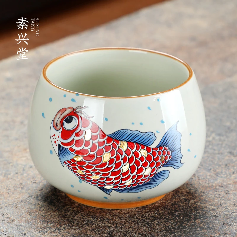 素兴堂草木灰陶瓷主人茶杯精致国潮风单杯家用待客喝茶杯子功夫茶