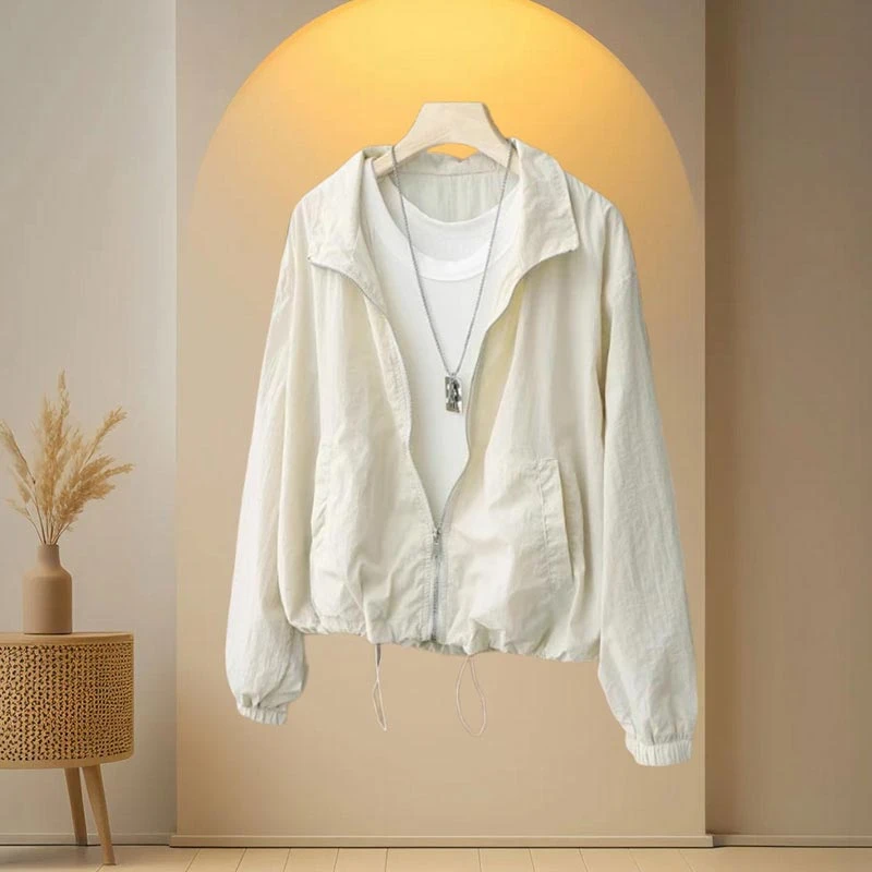 衣短款冲锋衣外套女2025夏季新款小个子休闲轻薄立领夹克上衣