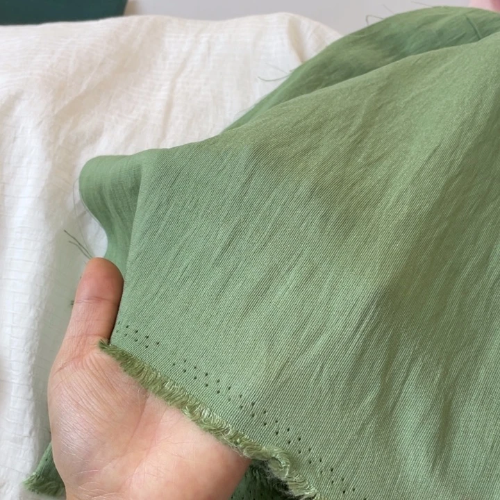 天丝（莱赛尔纤维）绿色棉麻条纹孤品2米