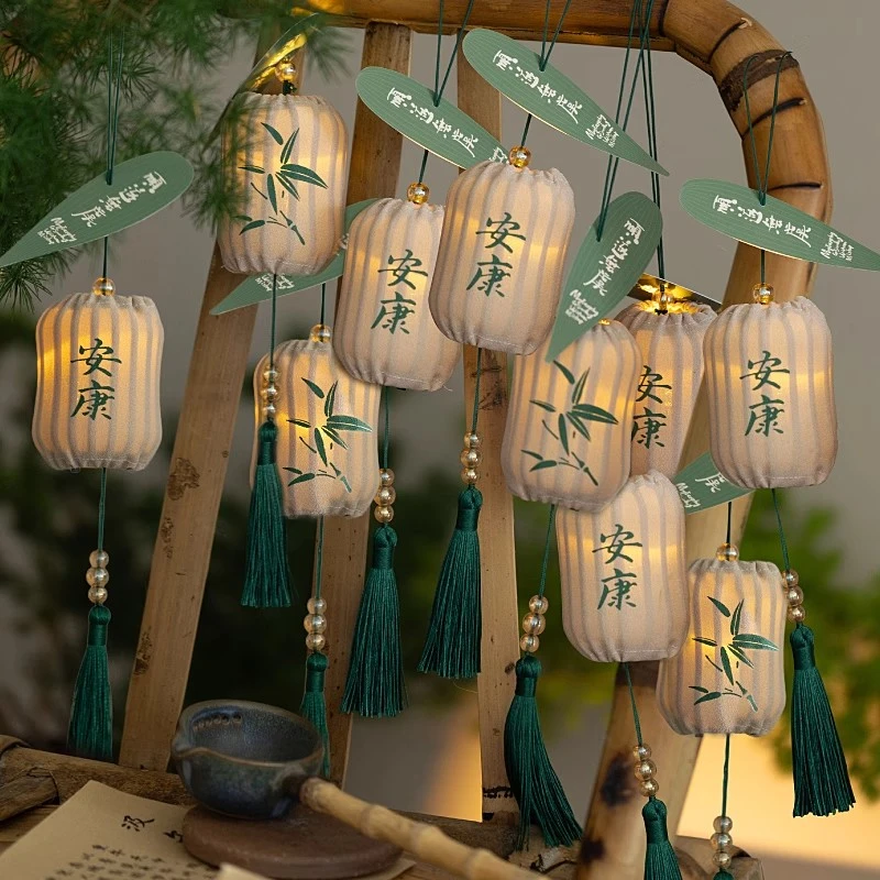 国风装饰发光小灯笼挂饰树上中国风客厅绿植挂件场景装扮布置品